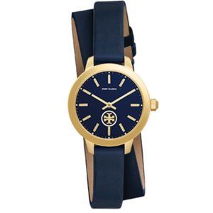 Collins Tory Burch Navy Leather Wrap Strap Watches